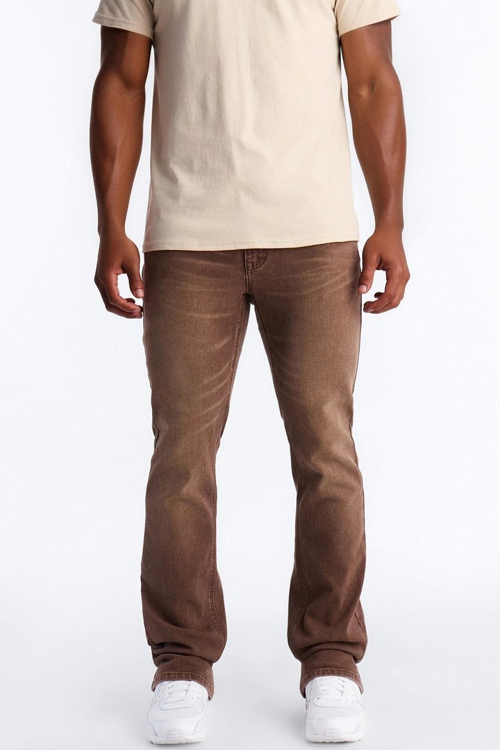 Essential Hue Stacked Skinny Flare Stretch Jean - Brown