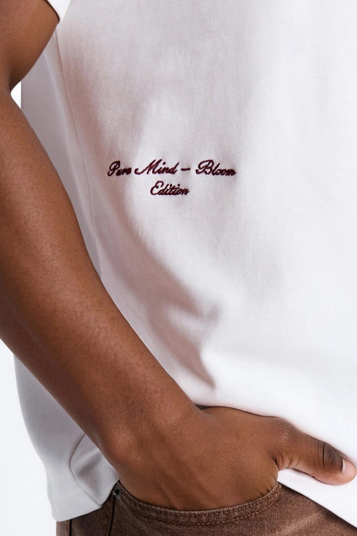 Paris Serene Corner Embroidery Heavy Weight Short Sleeve Tee - White