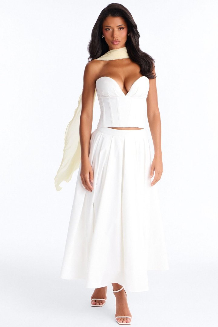 Romance Hour Corset Skirt Set - White