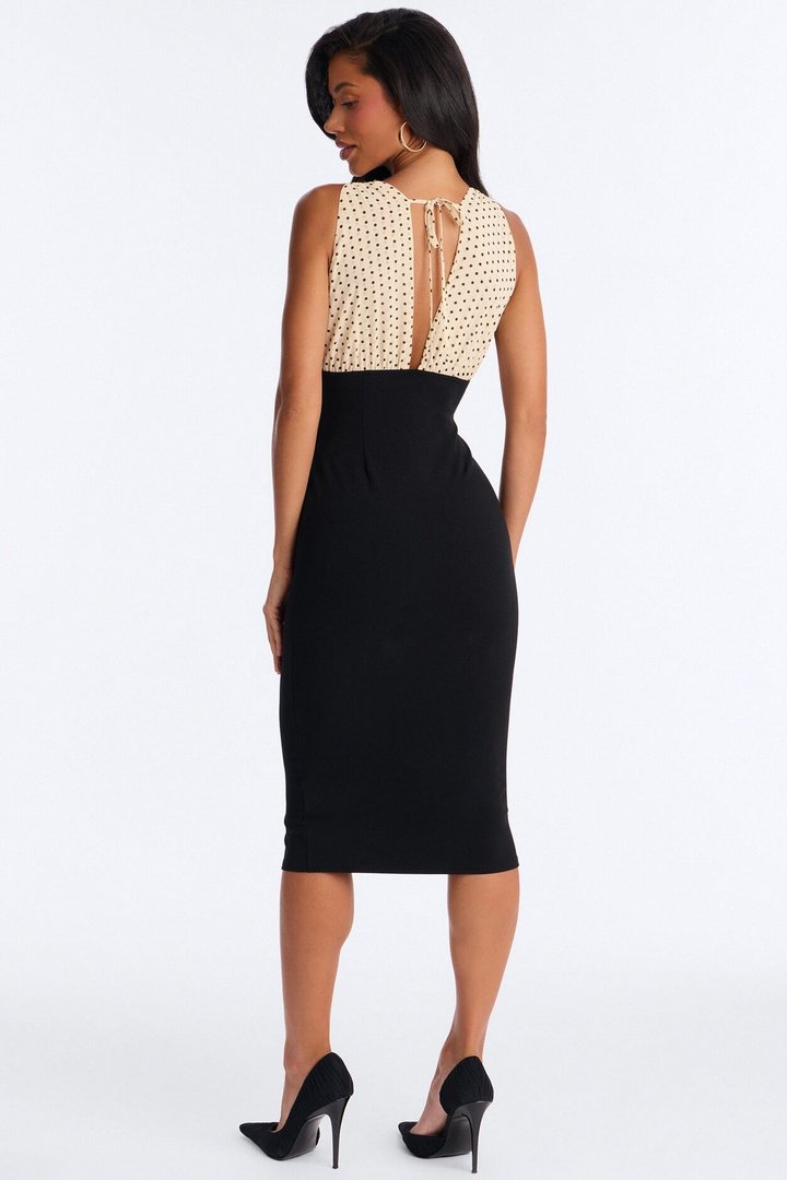 Demi Polka Dot Headscarf & Midi Dress - Black/combo
