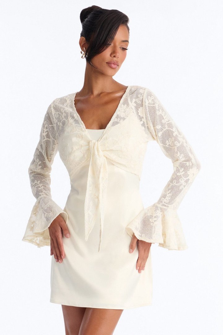 Wren Lace Mini Dress Set - Cream