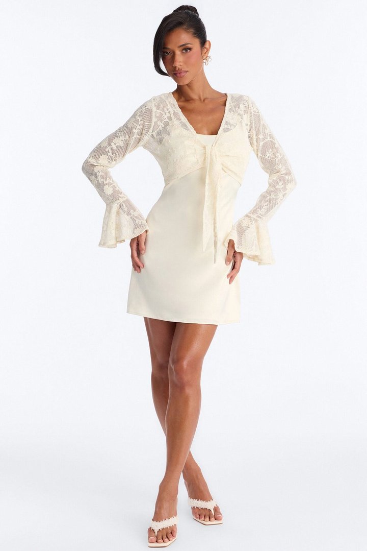 Wren Lace Mini Dress Set - Cream
