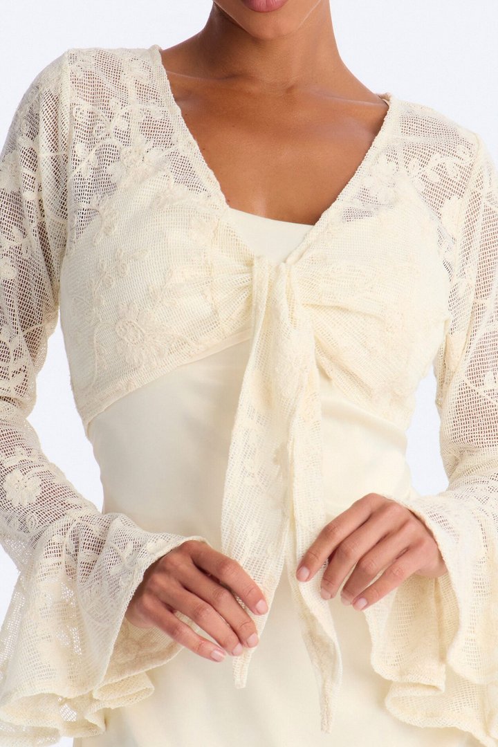Wren Lace Mini Dress Set - Cream