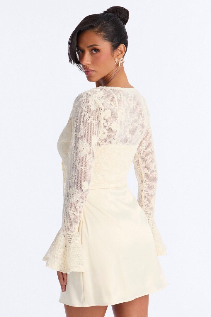 Wren Lace Mini Dress Set - Cream