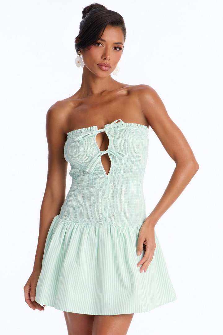 Sophia Smocked Twill Mini Dress - Mint