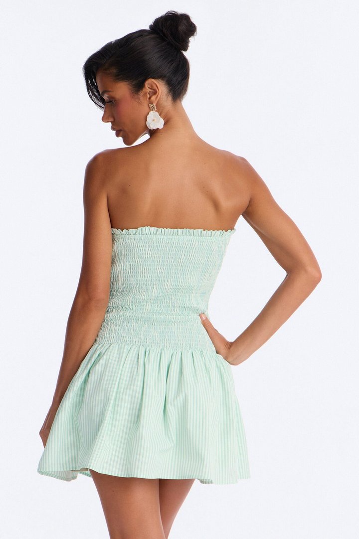 Sophia Smocked Twill Mini Dress - Mint