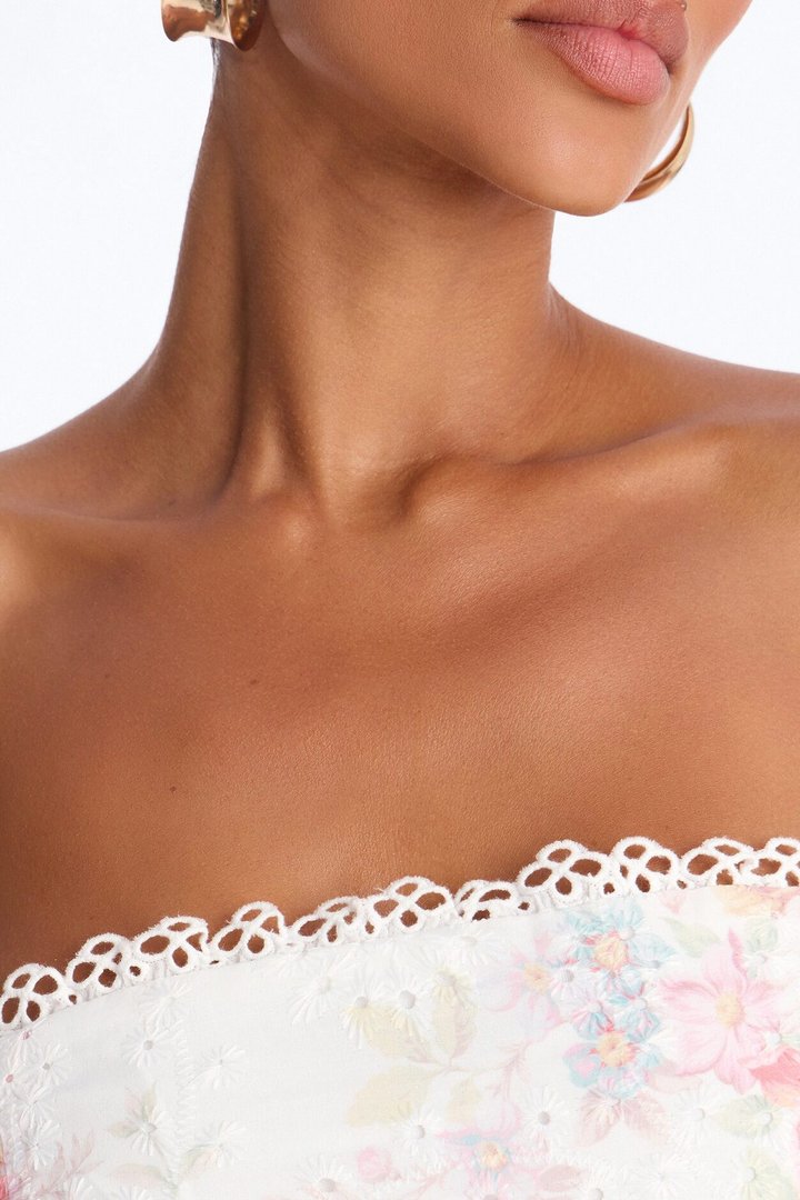 Kallie Floral Eyelet Midi Dress - White/combo