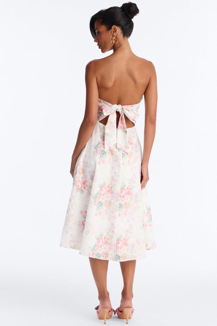 Kallie Floral Eyelet Midi Dress - White/combo