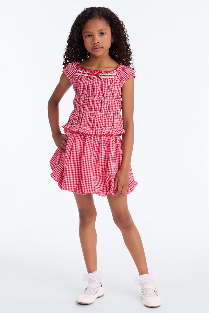 Mini Going With The Flow Bubble Skirt Set - Red/combo