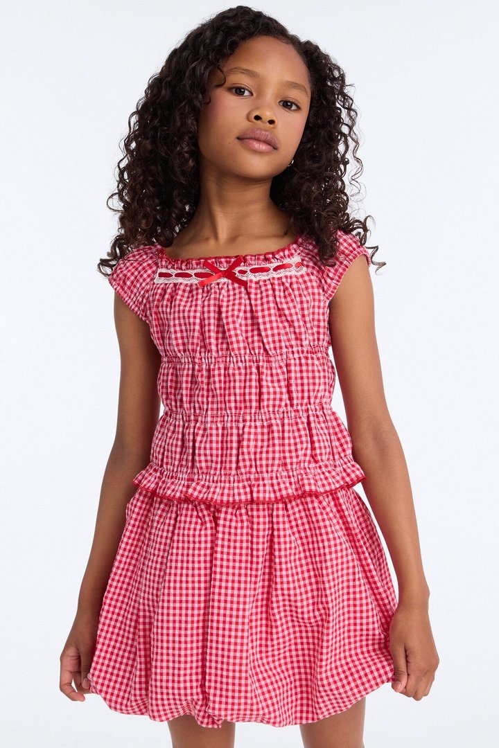 Mini Going With The Flow Bubble Skirt Set - Red/combo