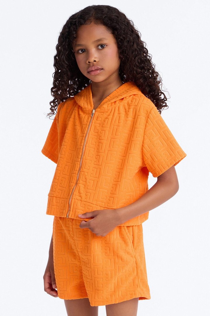 Mini Elyna Terry Cloth Short Set - Orange