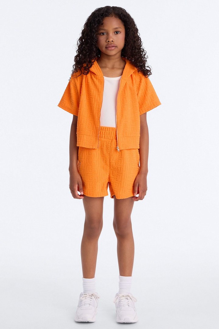 Mini Elyna Terry Cloth Short Set - Orange