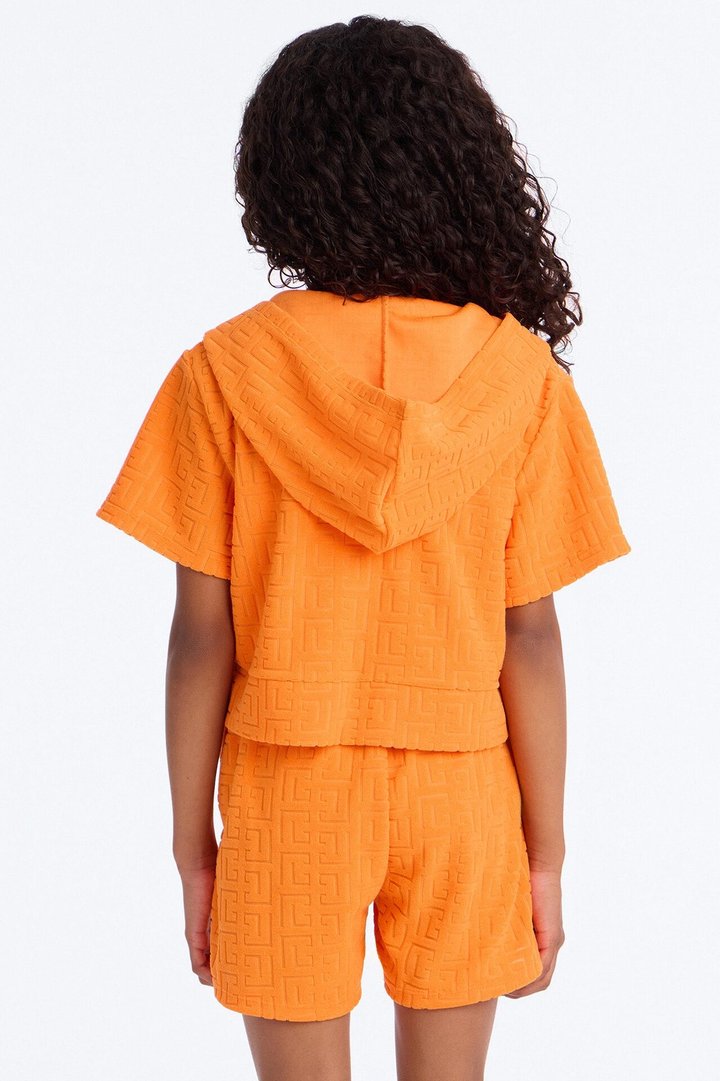 Mini Elyna Terry Cloth Short Set - Orange
