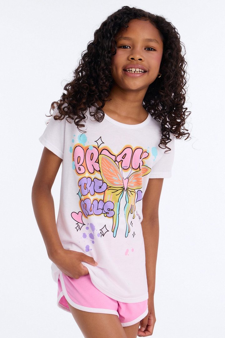 Mini Just Break The Rules Short Set - White/Pink