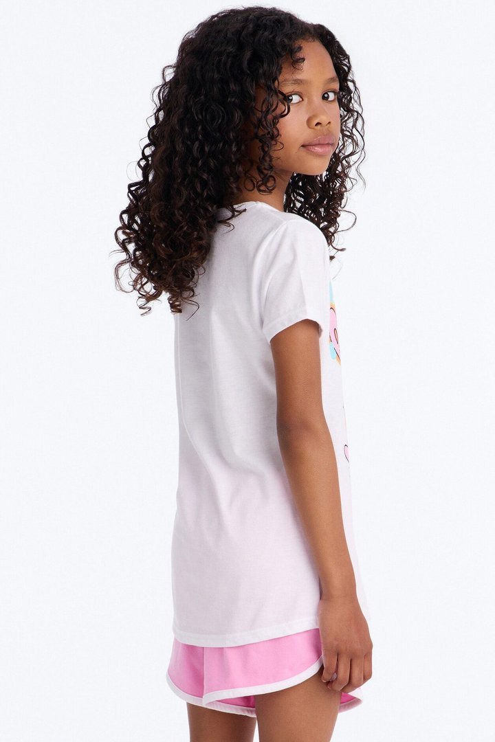 Mini Just Break The Rules Short Set - White/Pink