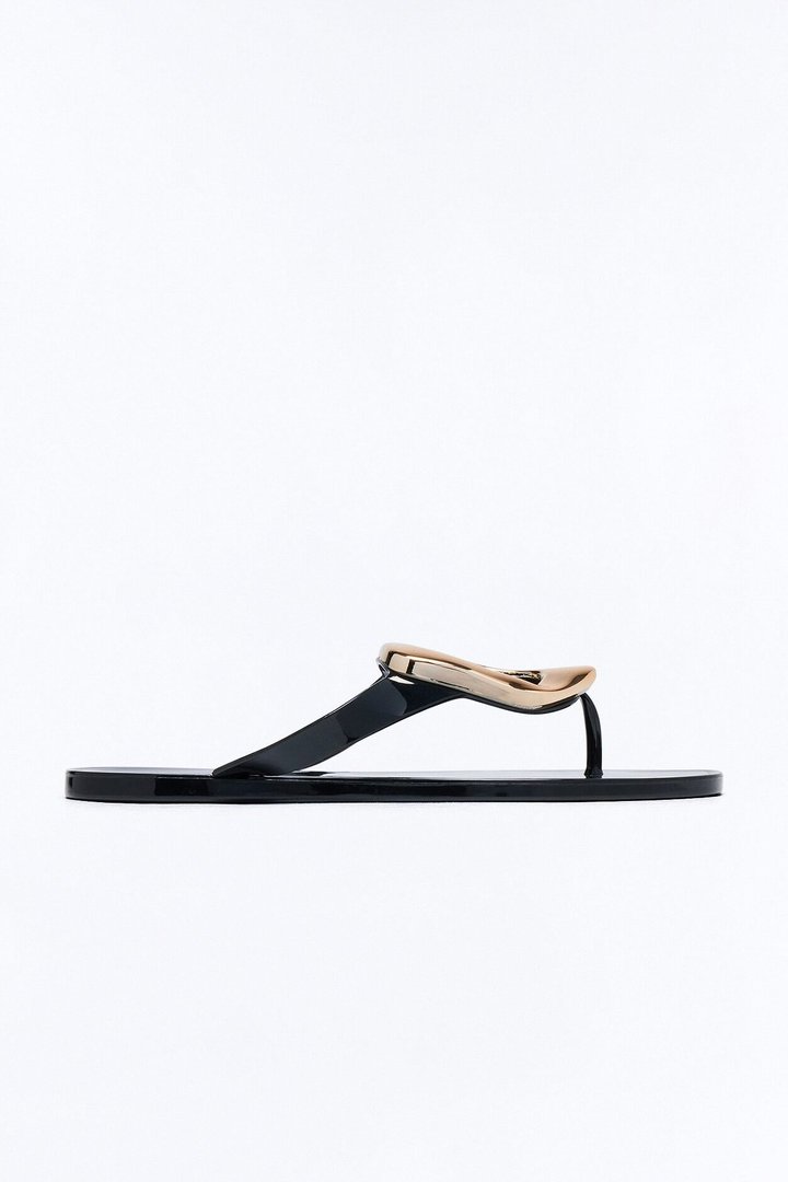 Zani Jelly Hardware Flip Flops - Black