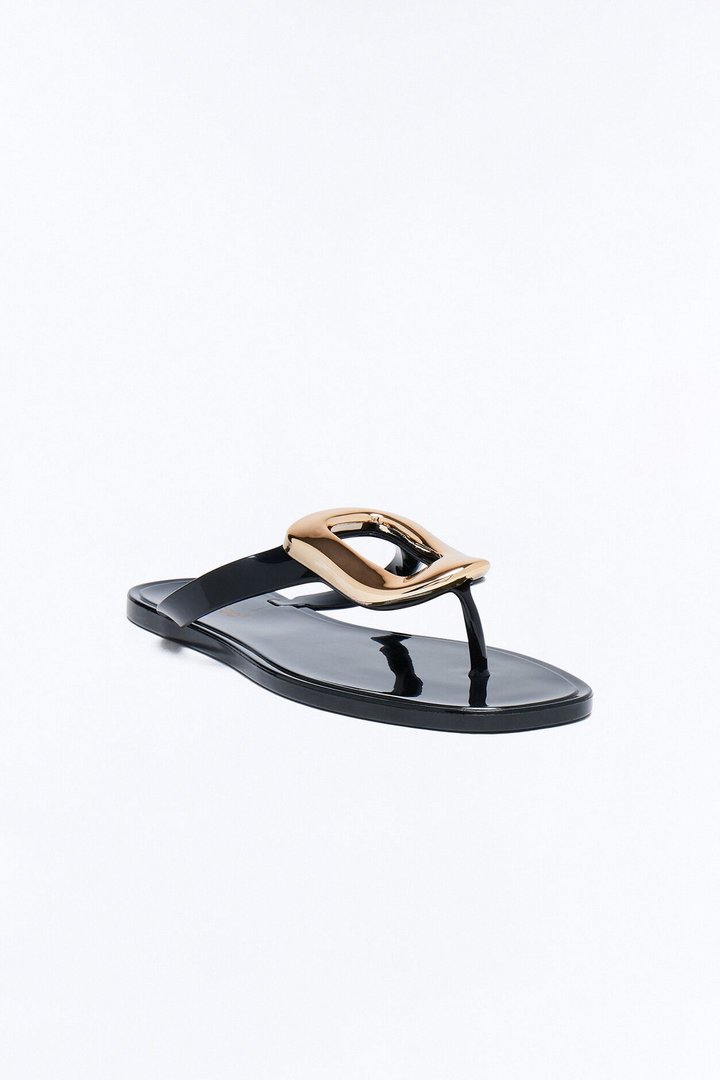 Zani Jelly Hardware Flip Flops - Black