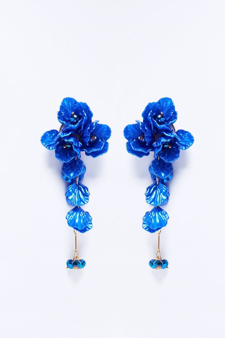 Floral Vine Earrings - Blue