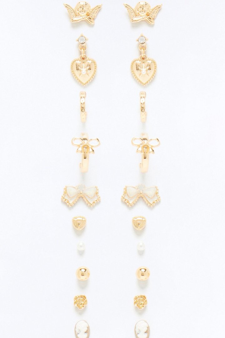 Favorite Heirloom 10 Pair Multi Earring Set - Gold