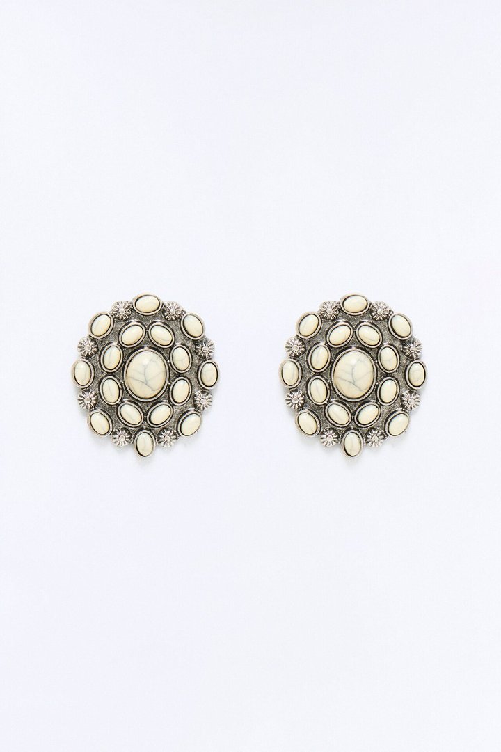 Roxanne Stud Earrings - White/Silver
