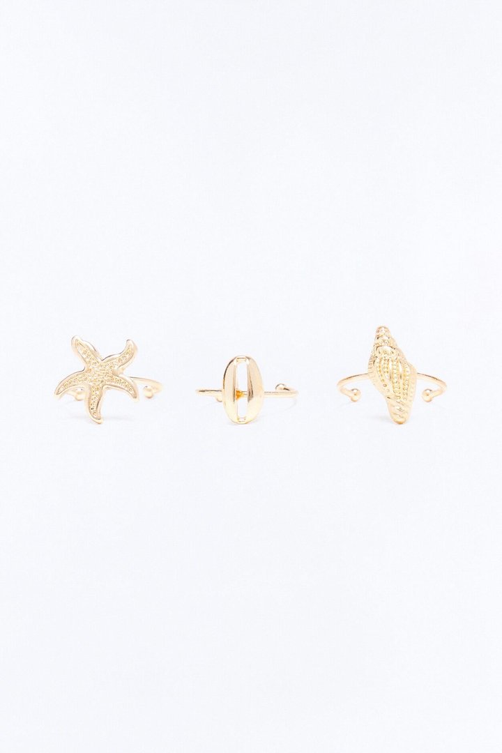 Sandy Toes 3 Piece Toe Ring Set - Gold
