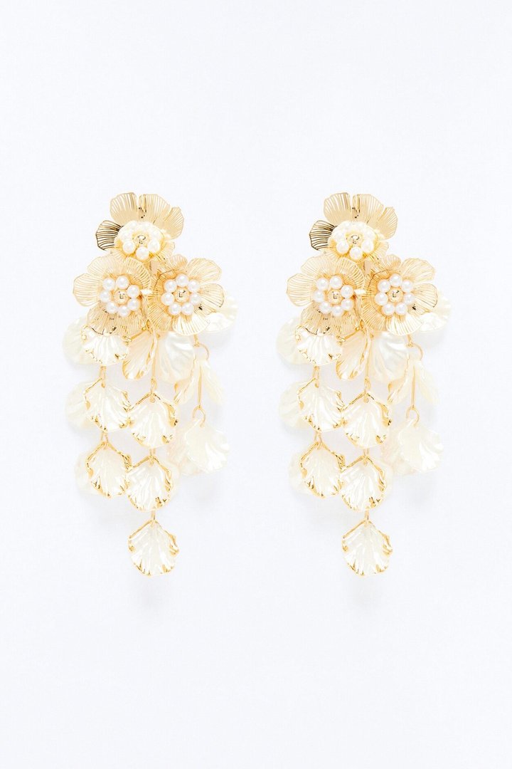 Flower Of The Ocean Earrings - White/Gold
