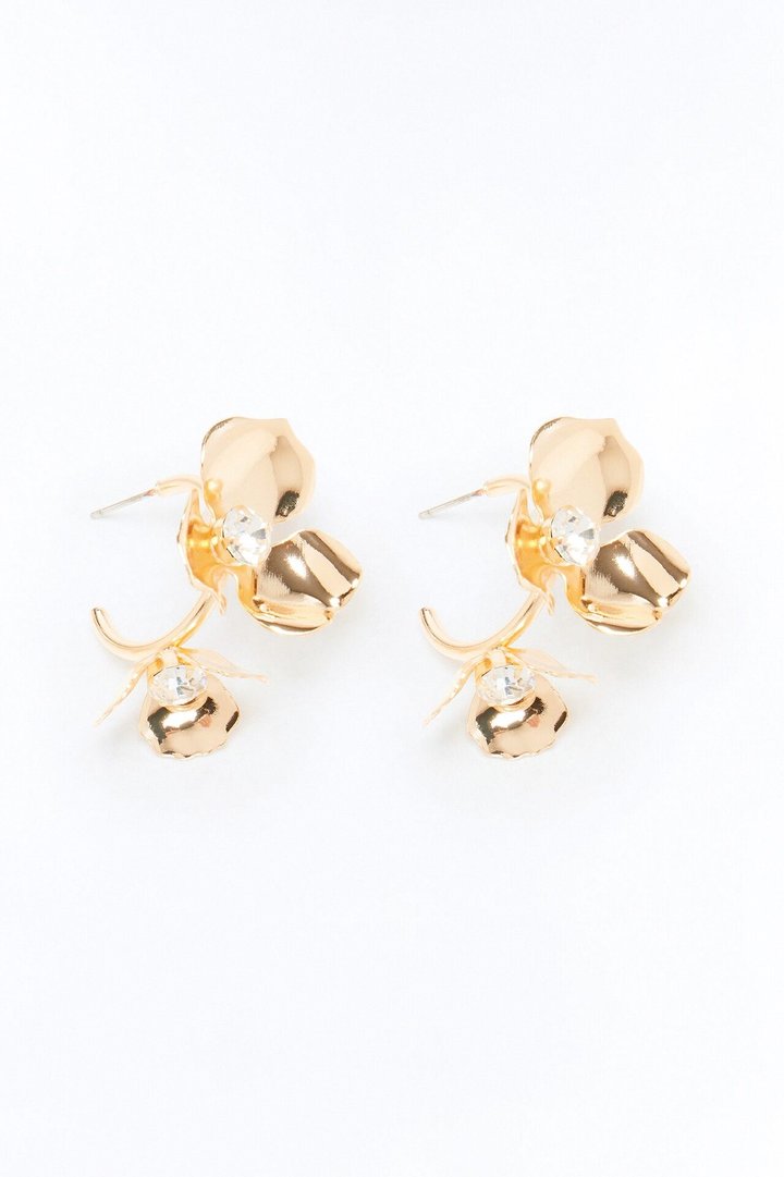 Must’ve Been Something Floral Hoop Earrings - Gold