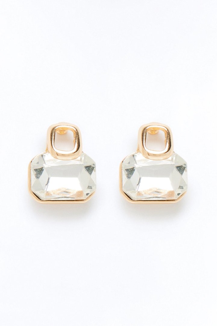 Stay Away Rhinestone Stud Earrings - Gold