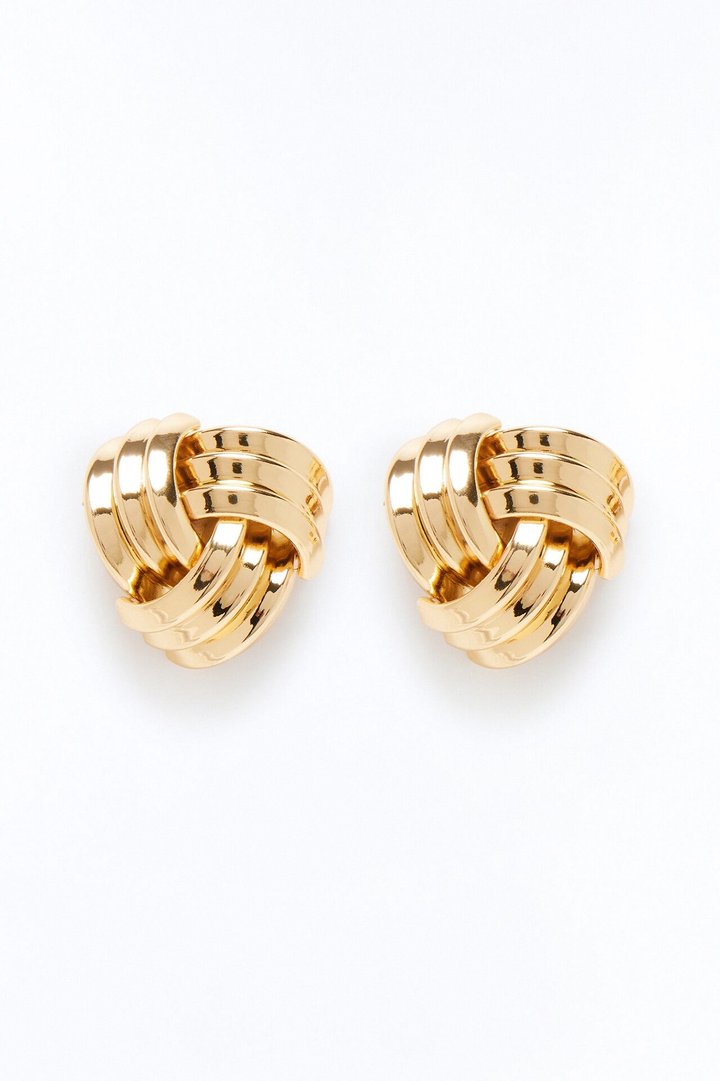 Olivia Twisted Knot Stud Earrings - Gold