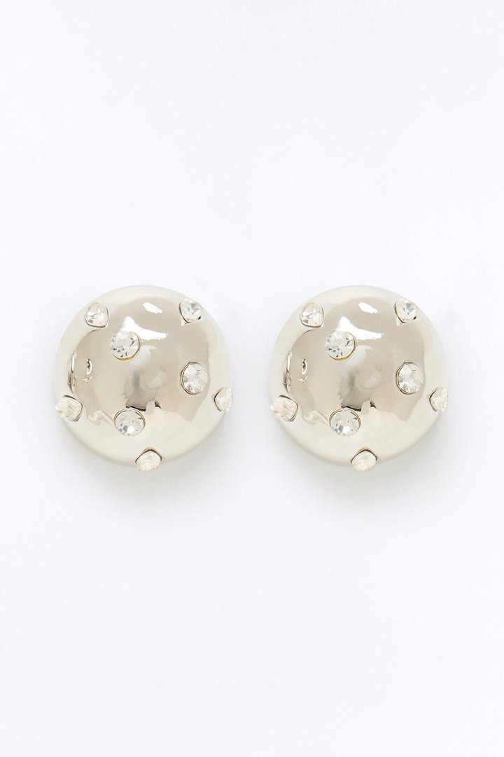 Moon Rocks Stud Earrings - Silver
