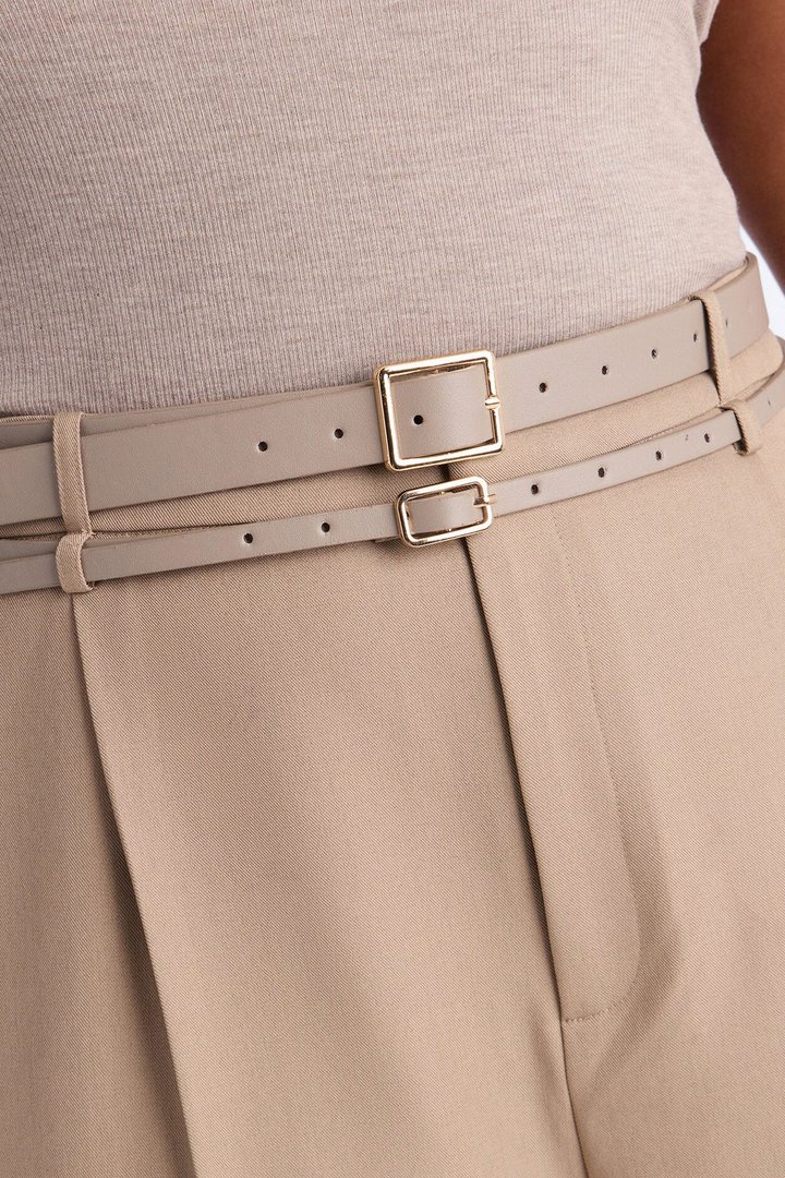 Geraldine Belted Wide Leg Trousers 33″ - Camel