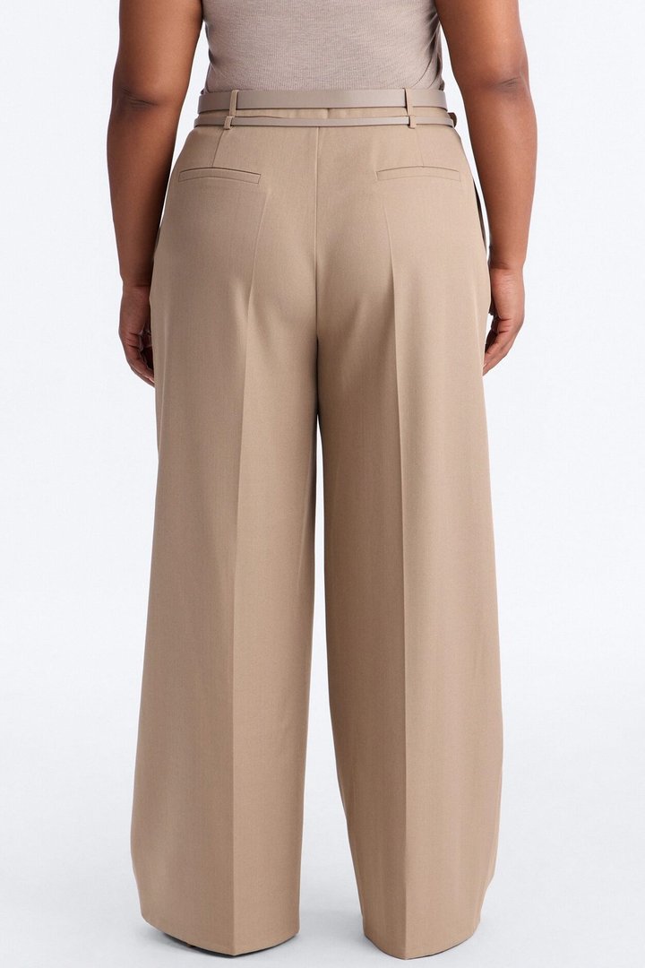 Geraldine Belted Wide Leg Trousers 33″ - Camel