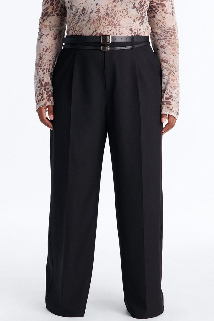 Geraldine Belted Wide Leg Trousers 33″ - Black