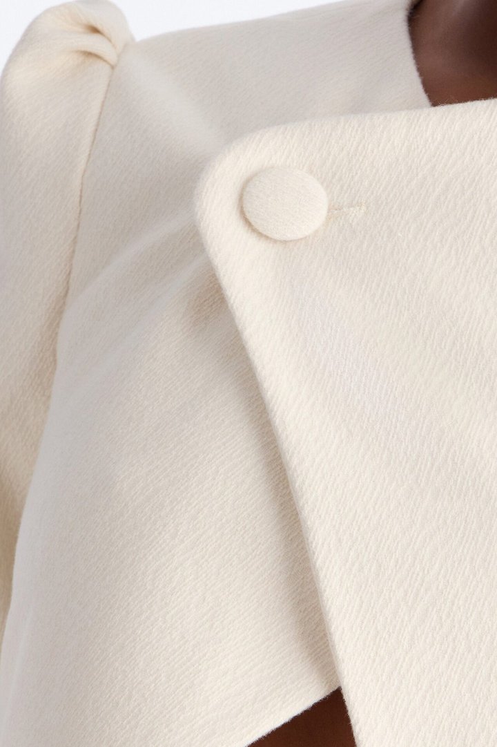 Kate Cropped Short Sleeve Crossover Blazer - White
