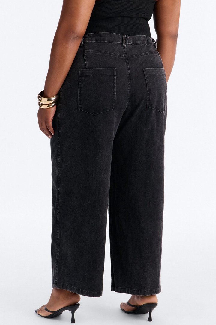 Georgie Washed Twill Barrel Leg Pant 33″ - Black