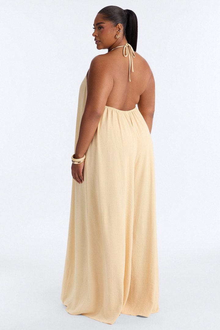 Kalana Beaded Halter Jumpsuit - Yellow