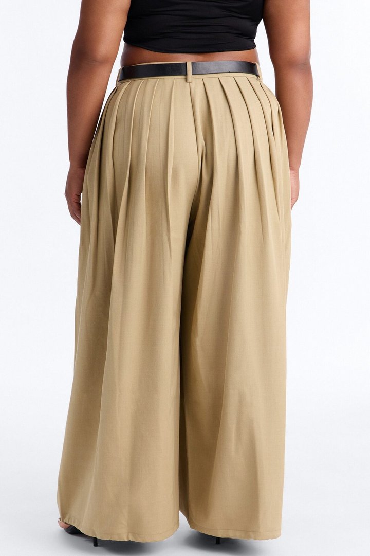 Gemma High Rise Belted Jogger - Khaki