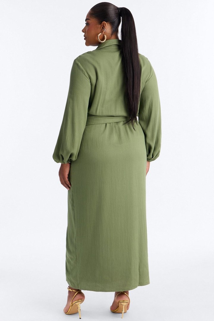 Tiana Shirt Maxi Dress - Olive