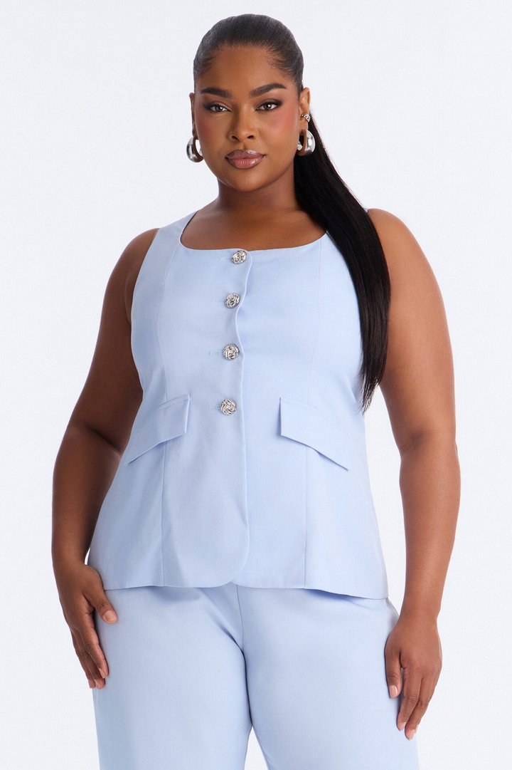 Annabelle Sleeveless Straight Leg Jumpsuit - Blue
