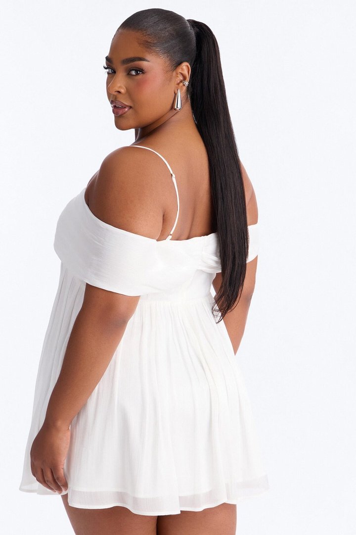 Timeless Pleated Organza Mini Dress - White