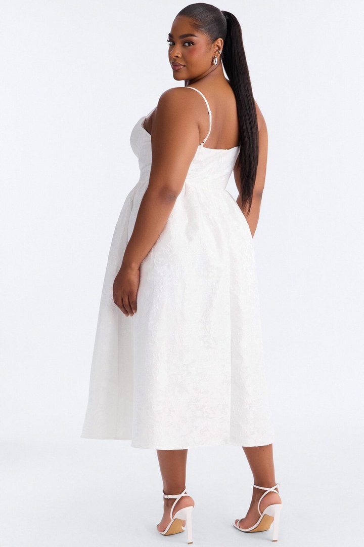 Living A Fairytale Jacquard Midi Dress - White