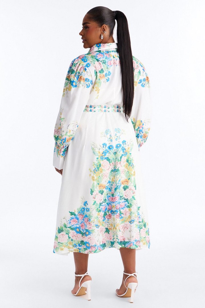 Izzy Floral Midi Dress - White/combo
