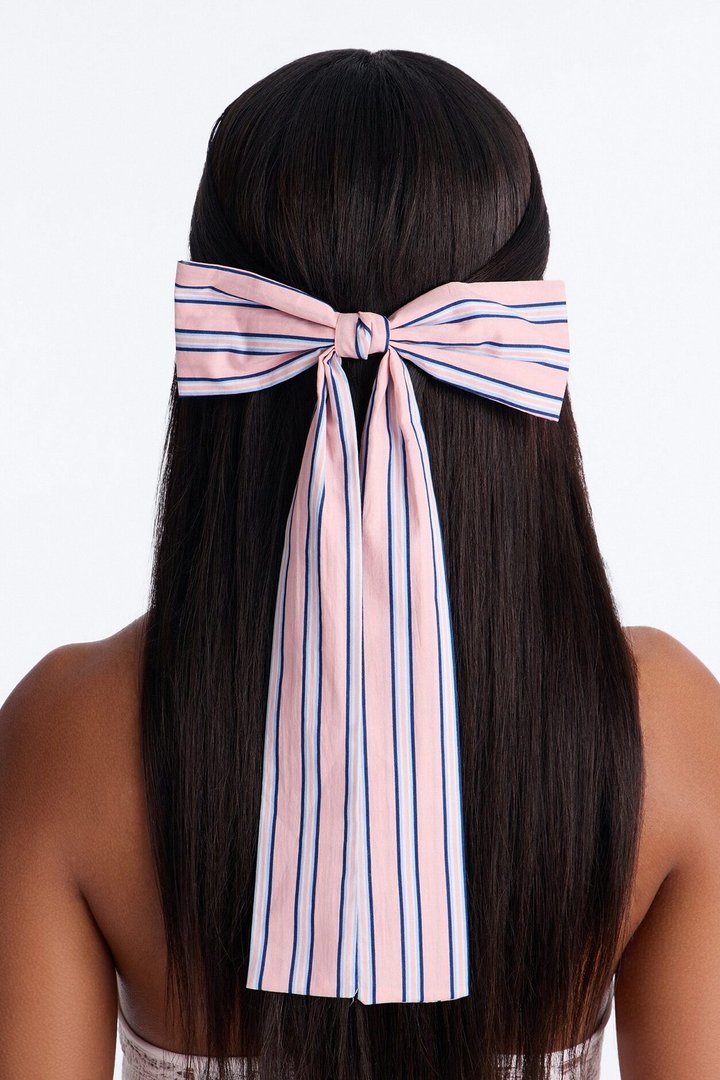 Line Up Bow Hair Clip - Pink/combo
