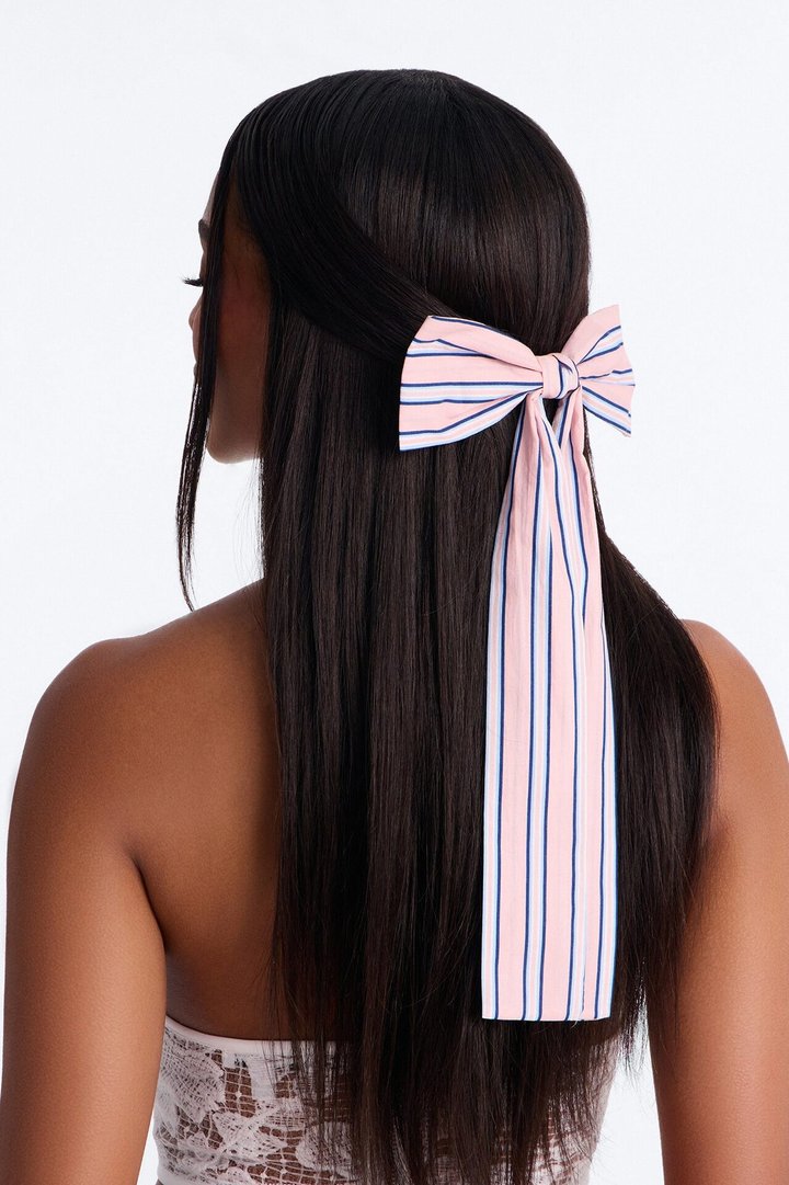 Line Up Bow Hair Clip - Pink/combo