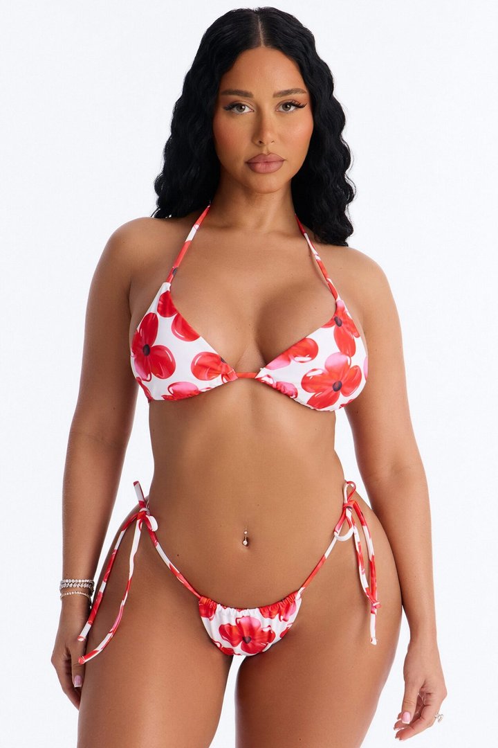 Bex 2 Piece Floral Triangle Bikini Set - Pink/combo