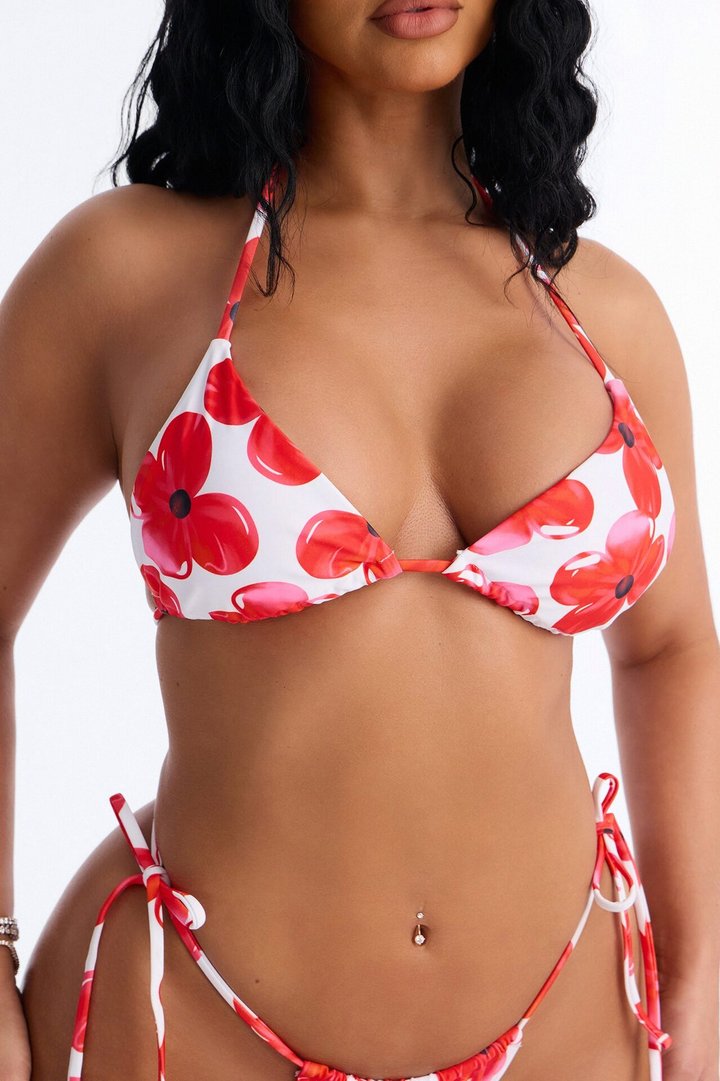 Bex 2 Piece Floral Triangle Bikini Set - Pink/combo
