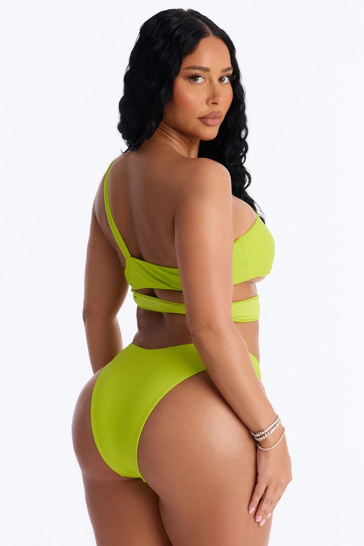 Selfies And Suntans Cutout 2 Piece Bikini - Lime