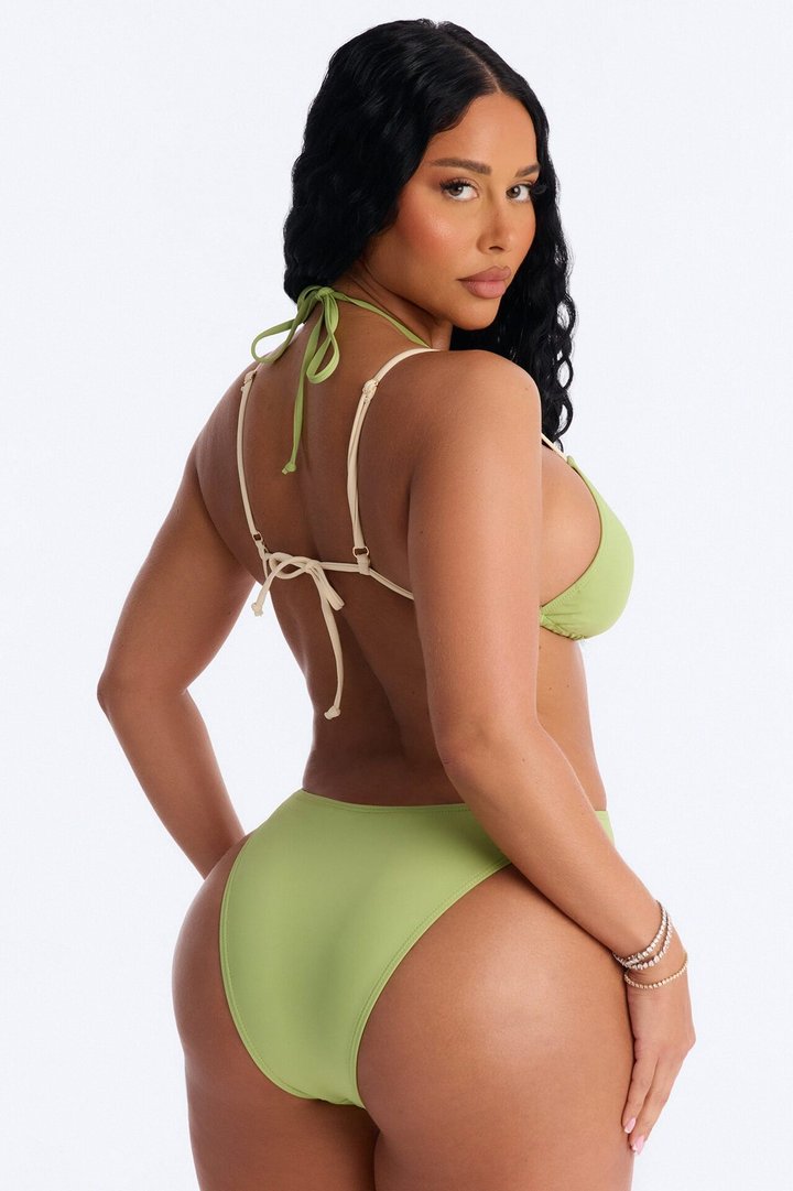 All Summer 1 Piece Triangle Cut Out Swimsuit - Sage