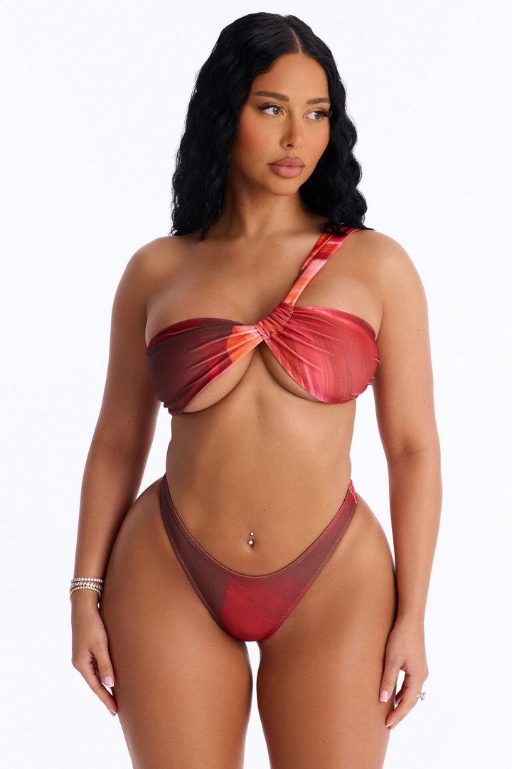 Days In Paradise Floral 3 Piece Bikini & Sarong Sunsuit - Brown Combo