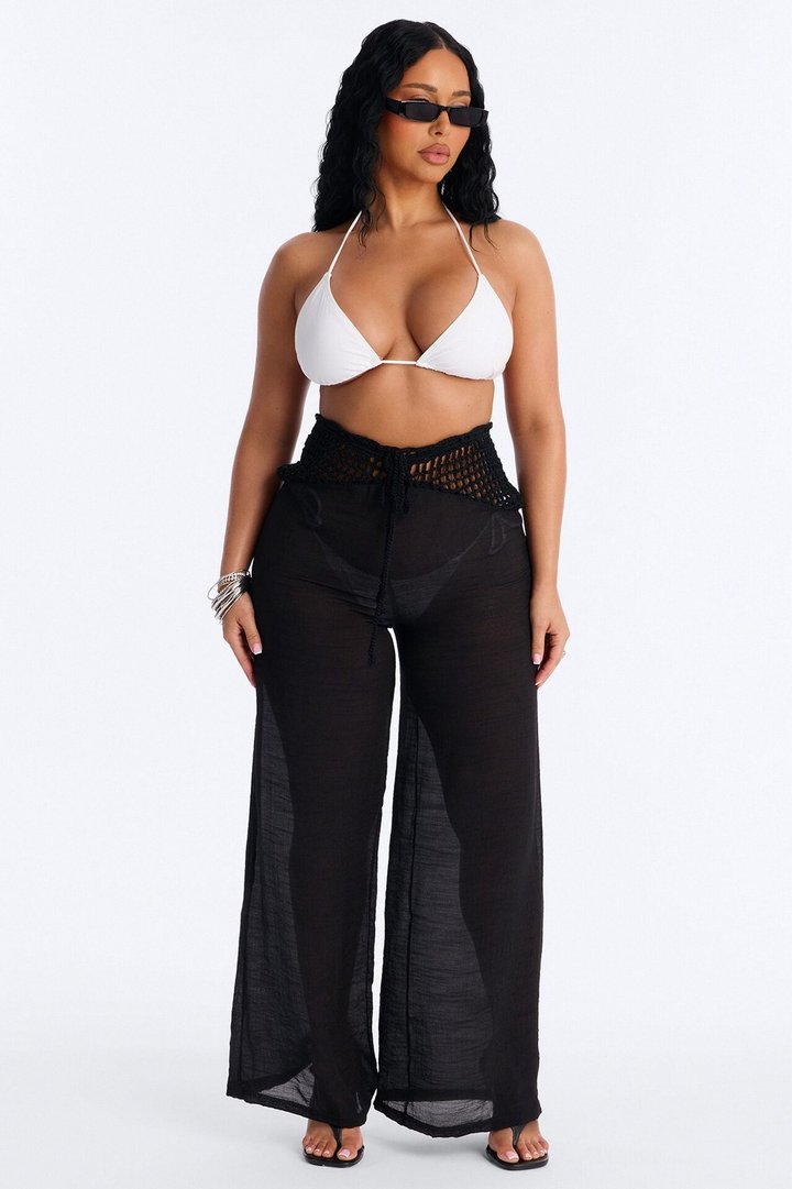 Darling Linen Swim Cover Up Pant - Black